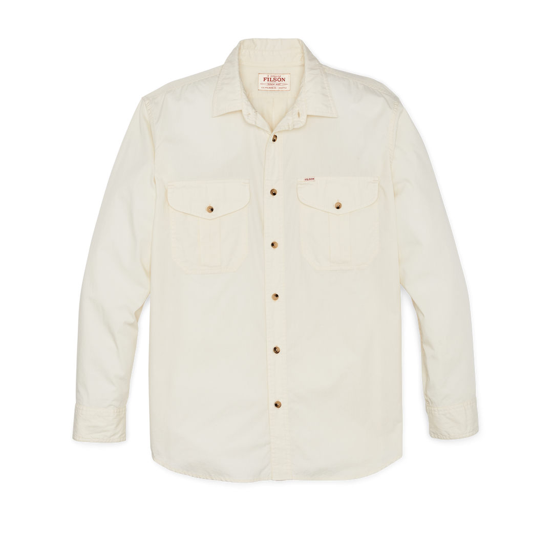 90年代 FILSON フィルソン ワークシャツ Lサイズ ホワイト 白 WASHED FEATHER CLOTH SHIRT / ウォッシュド フェザークロス