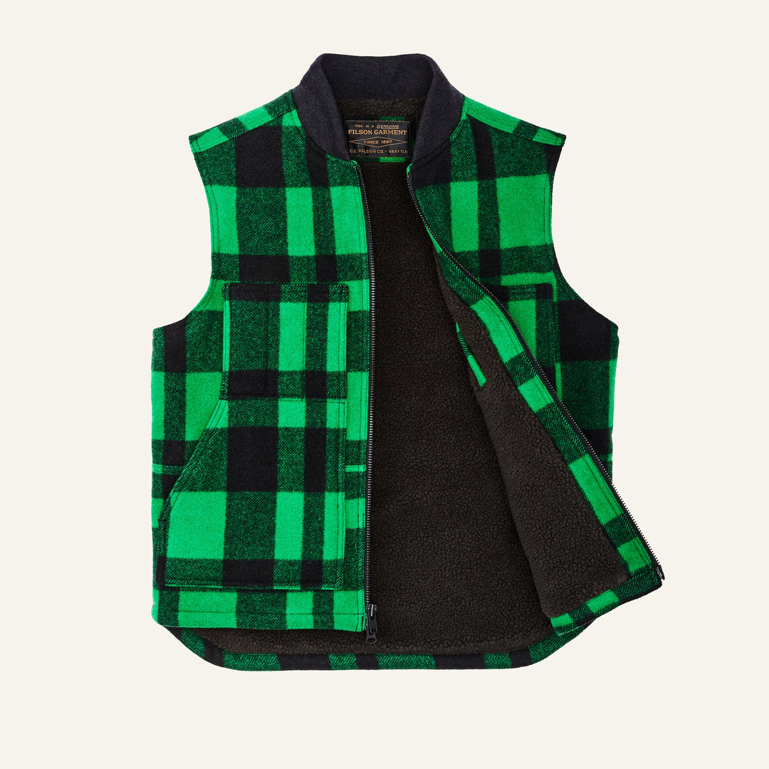 Lined Mackinaw Wool WORK VEST / ラインド マッキノーウール ワークベスト Acid Green / Black Heritage Plaid X / M